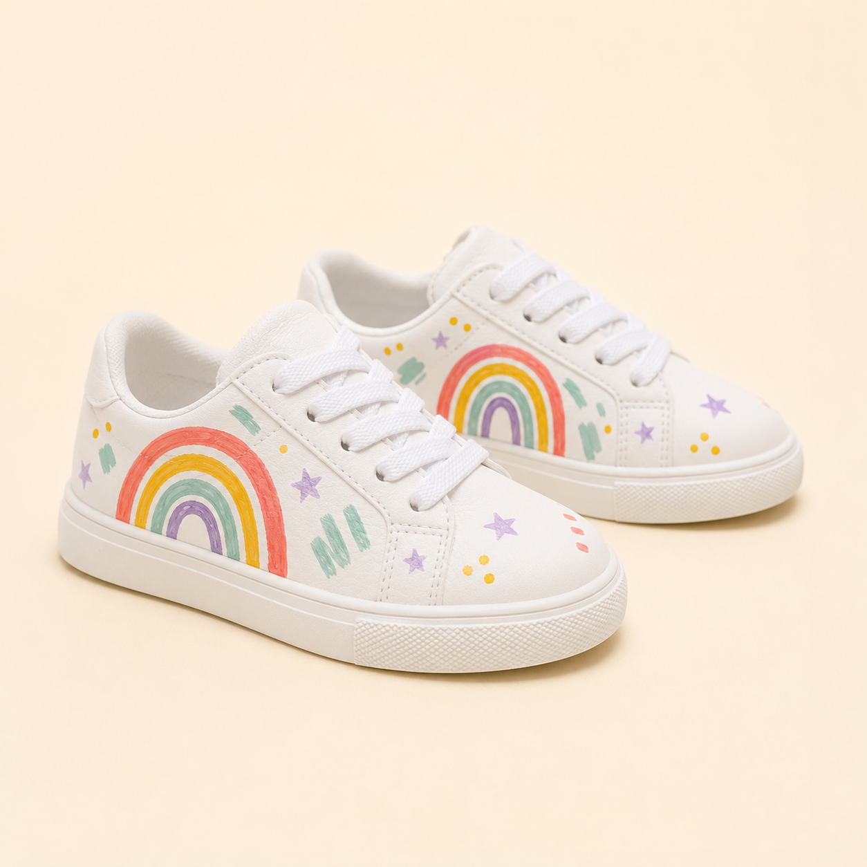Rainbow Daydream custom painted sneakers
